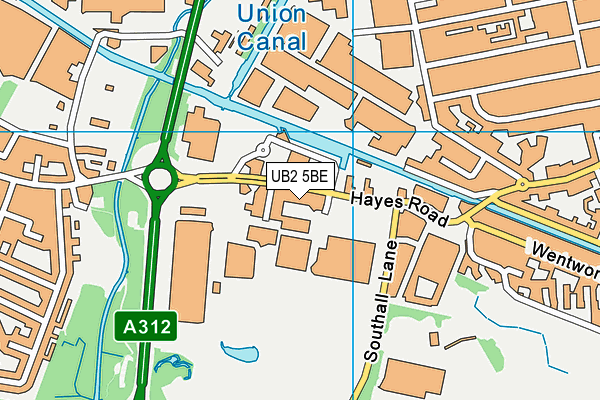 UB2 5BE map - OS VectorMap District (Ordnance Survey)