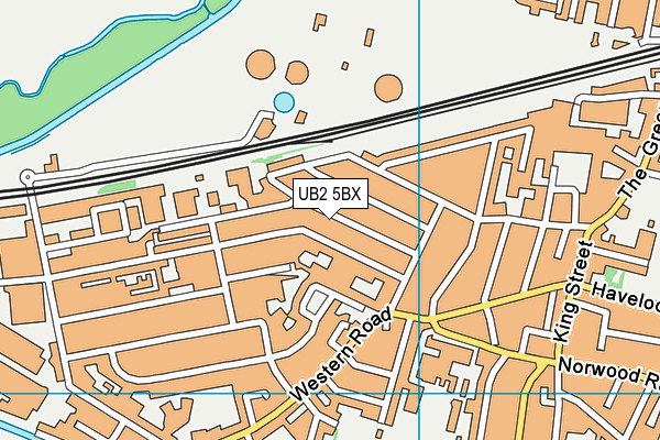 UB2 5BX map - OS VectorMap District (Ordnance Survey)