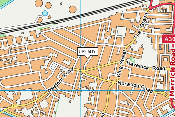 UB2 5DY map - OS VectorMap District (Ordnance Survey)