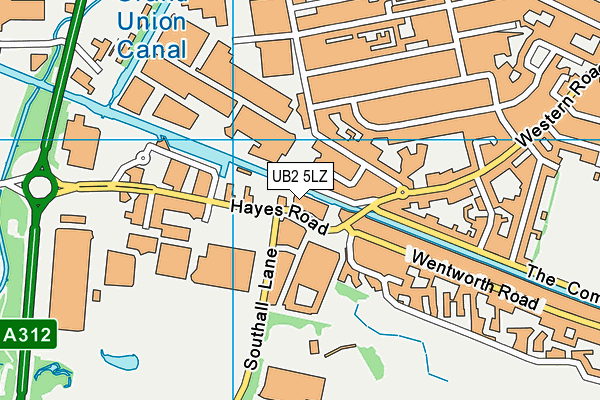 UB2 5LZ map - OS VectorMap District (Ordnance Survey)