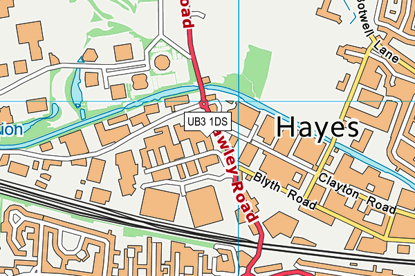 UB3 1DS map - OS VectorMap District (Ordnance Survey)