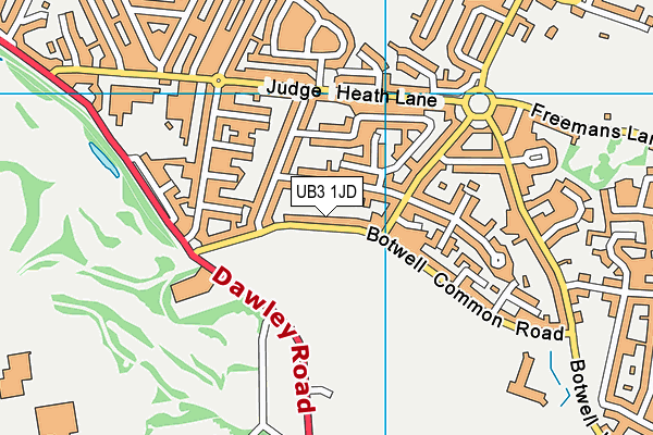 UB3 1JD map - OS VectorMap District (Ordnance Survey)