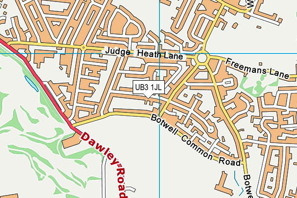 UB3 1JL map - OS VectorMap District (Ordnance Survey)