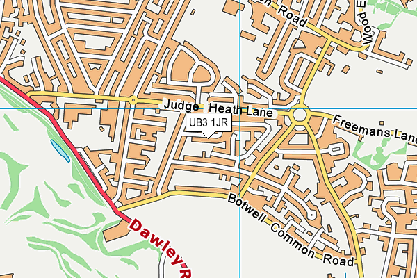 UB3 1JR map - OS VectorMap District (Ordnance Survey)