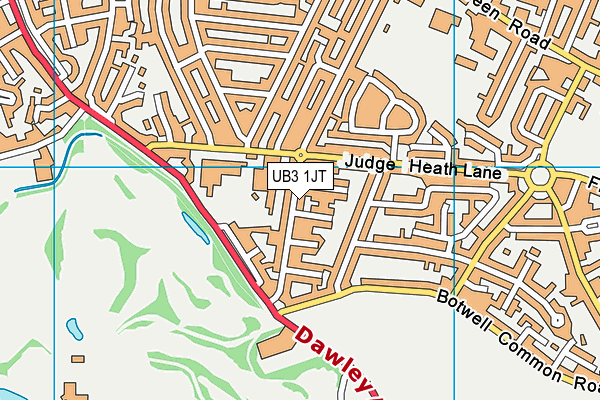 UB3 1JT map - OS VectorMap District (Ordnance Survey)