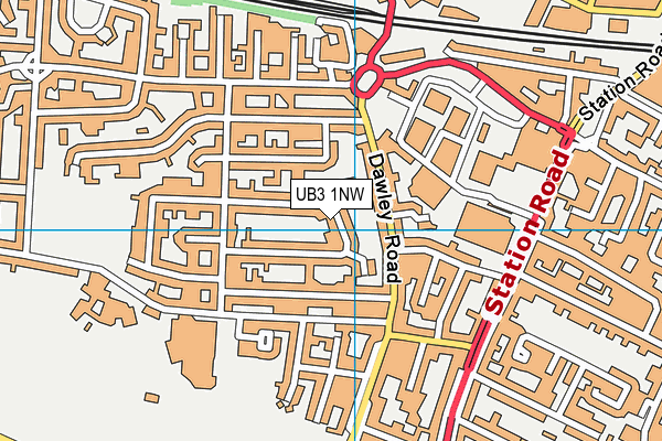 UB3 1NW map - OS VectorMap District (Ordnance Survey)