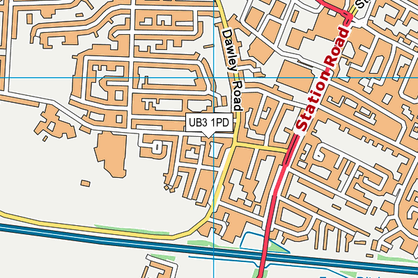 UB3 1PD map - OS VectorMap District (Ordnance Survey)