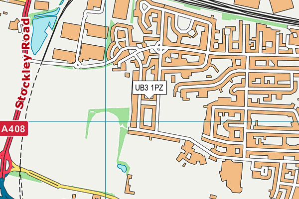 UB3 1PZ map - OS VectorMap District (Ordnance Survey)