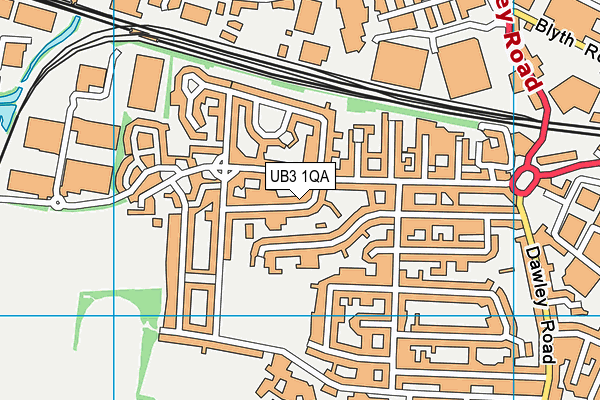 UB3 1QA map - OS VectorMap District (Ordnance Survey)