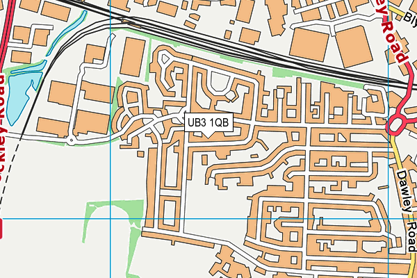 UB3 1QB map - OS VectorMap District (Ordnance Survey)