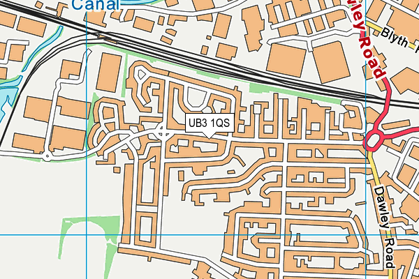 UB3 1QS map - OS VectorMap District (Ordnance Survey)