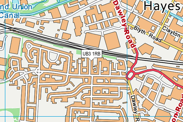 UB3 1RB map - OS VectorMap District (Ordnance Survey)