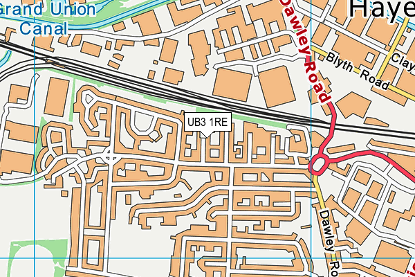 UB3 1RE map - OS VectorMap District (Ordnance Survey)