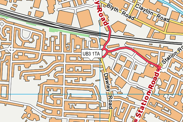 UB3 1TA map - OS VectorMap District (Ordnance Survey)