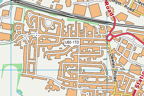UB3 1TD map - OS VectorMap District (Ordnance Survey)