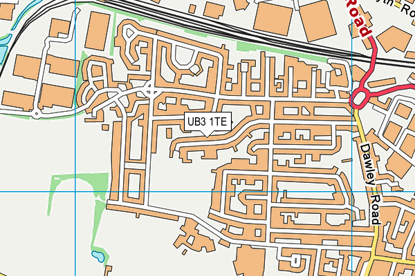 UB3 1TE map - OS VectorMap District (Ordnance Survey)