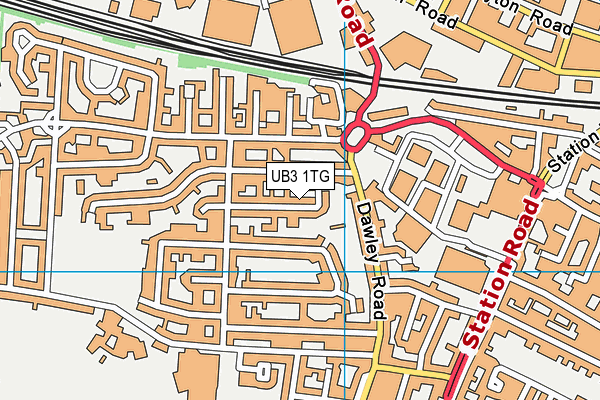 UB3 1TG map - OS VectorMap District (Ordnance Survey)