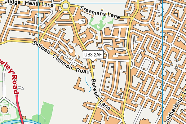 UB3 2AF map - OS VectorMap District (Ordnance Survey)