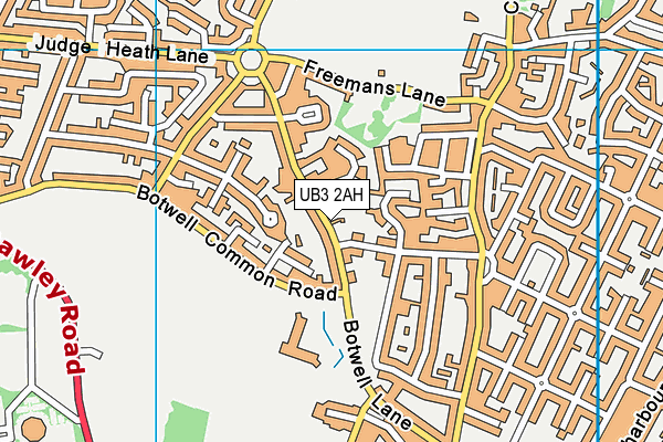 UB3 2AH map - OS VectorMap District (Ordnance Survey)