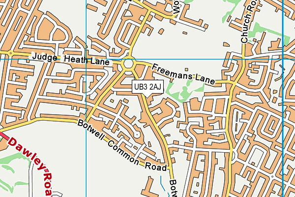 UB3 2AJ map - OS VectorMap District (Ordnance Survey)