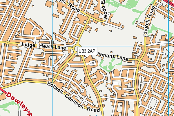 UB3 2AP map - OS VectorMap District (Ordnance Survey)