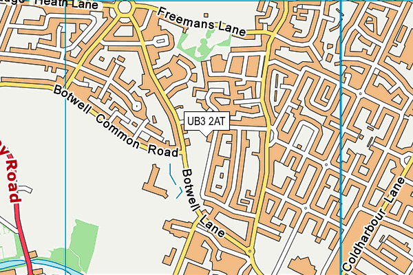 UB3 2AT map - OS VectorMap District (Ordnance Survey)