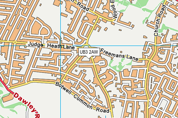 UB3 2AW map - OS VectorMap District (Ordnance Survey)