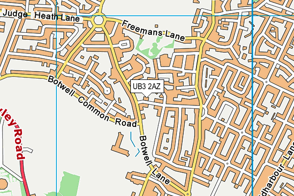 UB3 2AZ map - OS VectorMap District (Ordnance Survey)