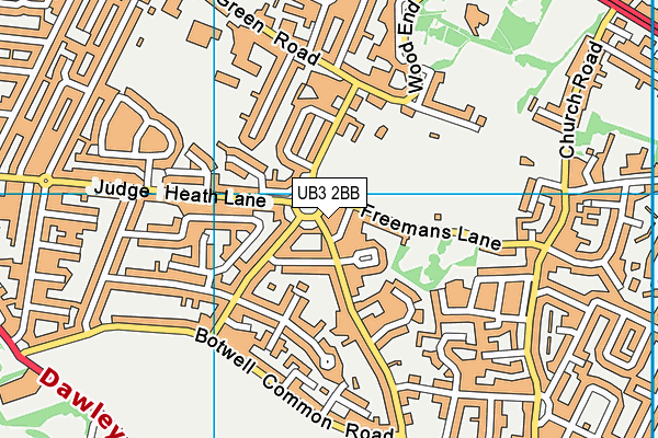 UB3 2BB map - OS VectorMap District (Ordnance Survey)