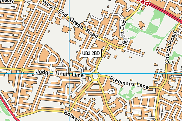 UB3 2BD map - OS VectorMap District (Ordnance Survey)