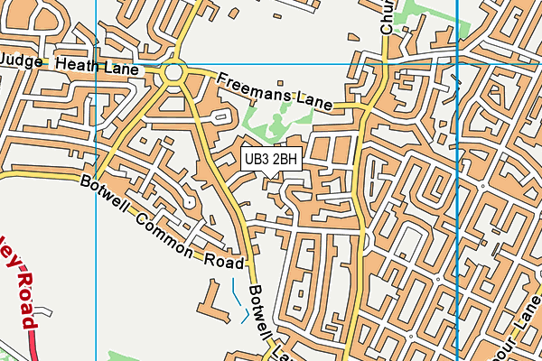UB3 2BH map - OS VectorMap District (Ordnance Survey)