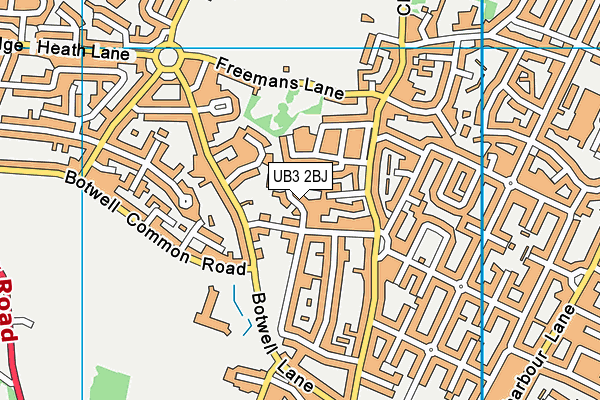 UB3 2BJ map - OS VectorMap District (Ordnance Survey)