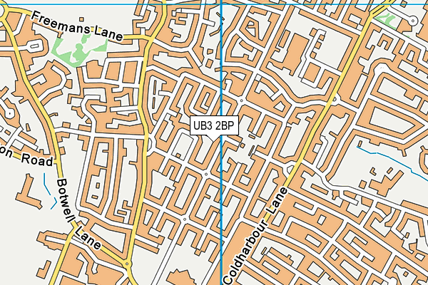 UB3 2BP map - OS VectorMap District (Ordnance Survey)
