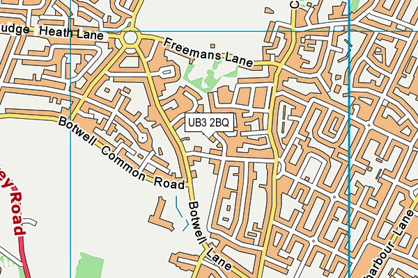 UB3 2BQ map - OS VectorMap District (Ordnance Survey)