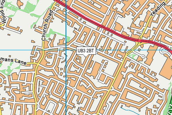 UB3 2BT map - OS VectorMap District (Ordnance Survey)