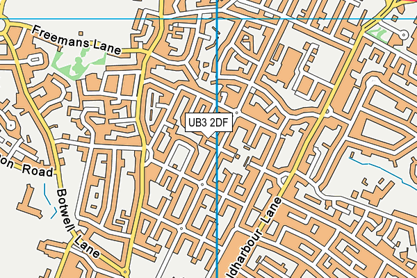 UB3 2DF map - OS VectorMap District (Ordnance Survey)
