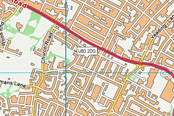 UB3 2DG map - OS VectorMap District (Ordnance Survey)