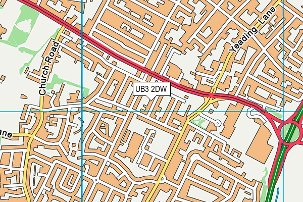 UB3 2DW map - OS VectorMap District (Ordnance Survey)