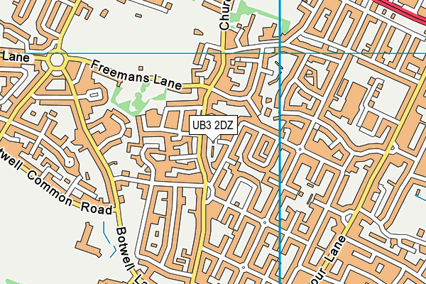 UB3 2DZ map - OS VectorMap District (Ordnance Survey)