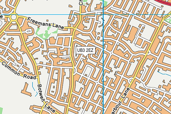 UB3 2EZ map - OS VectorMap District (Ordnance Survey)
