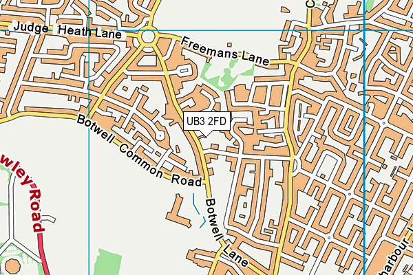 UB3 2FD map - OS VectorMap District (Ordnance Survey)