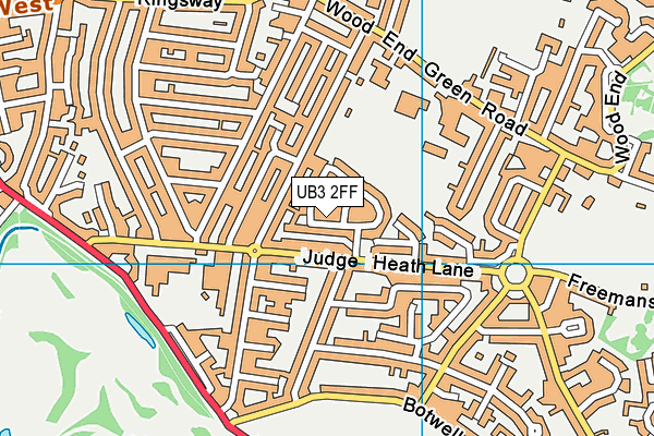 UB3 2FF map - OS VectorMap District (Ordnance Survey)