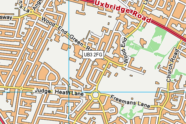 UB3 2FG map - OS VectorMap District (Ordnance Survey)