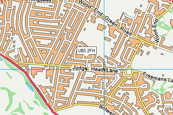 UB3 2FH map - OS VectorMap District (Ordnance Survey)