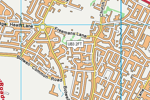 UB3 2FT map - OS VectorMap District (Ordnance Survey)