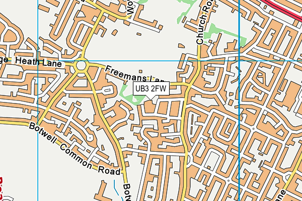 UB3 2FW map - OS VectorMap District (Ordnance Survey)