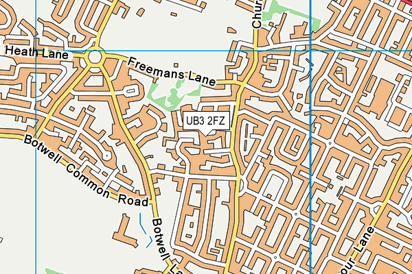UB3 2FZ map - OS VectorMap District (Ordnance Survey)