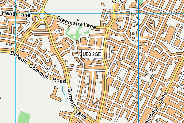 UB3 2GE map - OS VectorMap District (Ordnance Survey)