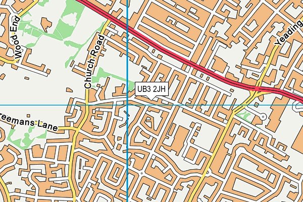 UB3 2JH map - OS VectorMap District (Ordnance Survey)