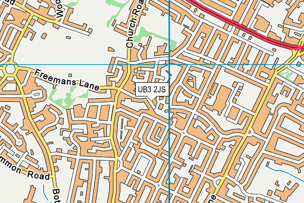 UB3 2JS map - OS VectorMap District (Ordnance Survey)